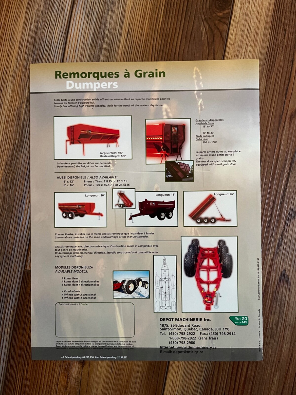 Depot Machinerie Inc sales brochure