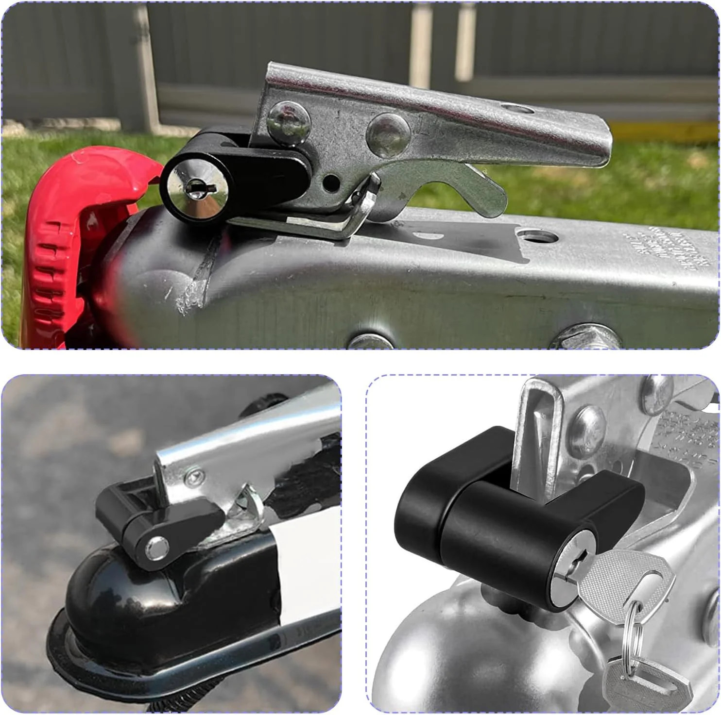 2 PCS Trailer Hitch Coupler Lock, Dia 1/4 Inch 3/4 Inch Span Trailer Hitch 2pcs