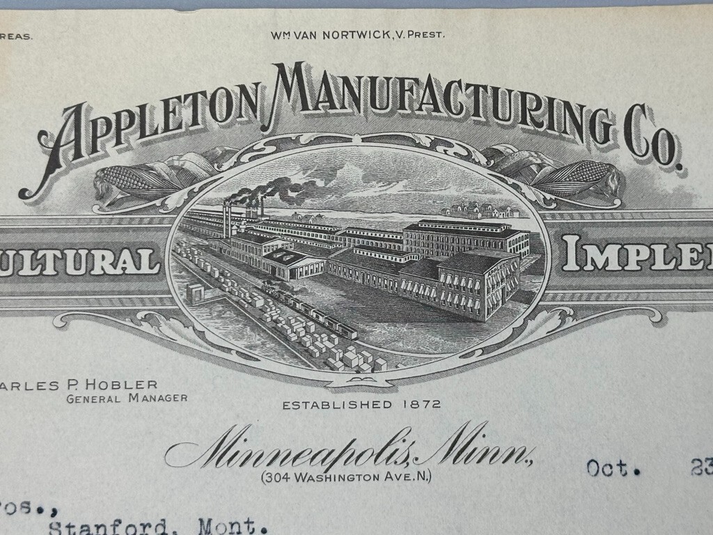 1917 APPLETON TRACTORS Farm Machinery MINNEAPOLIS Letter Antique Advertising