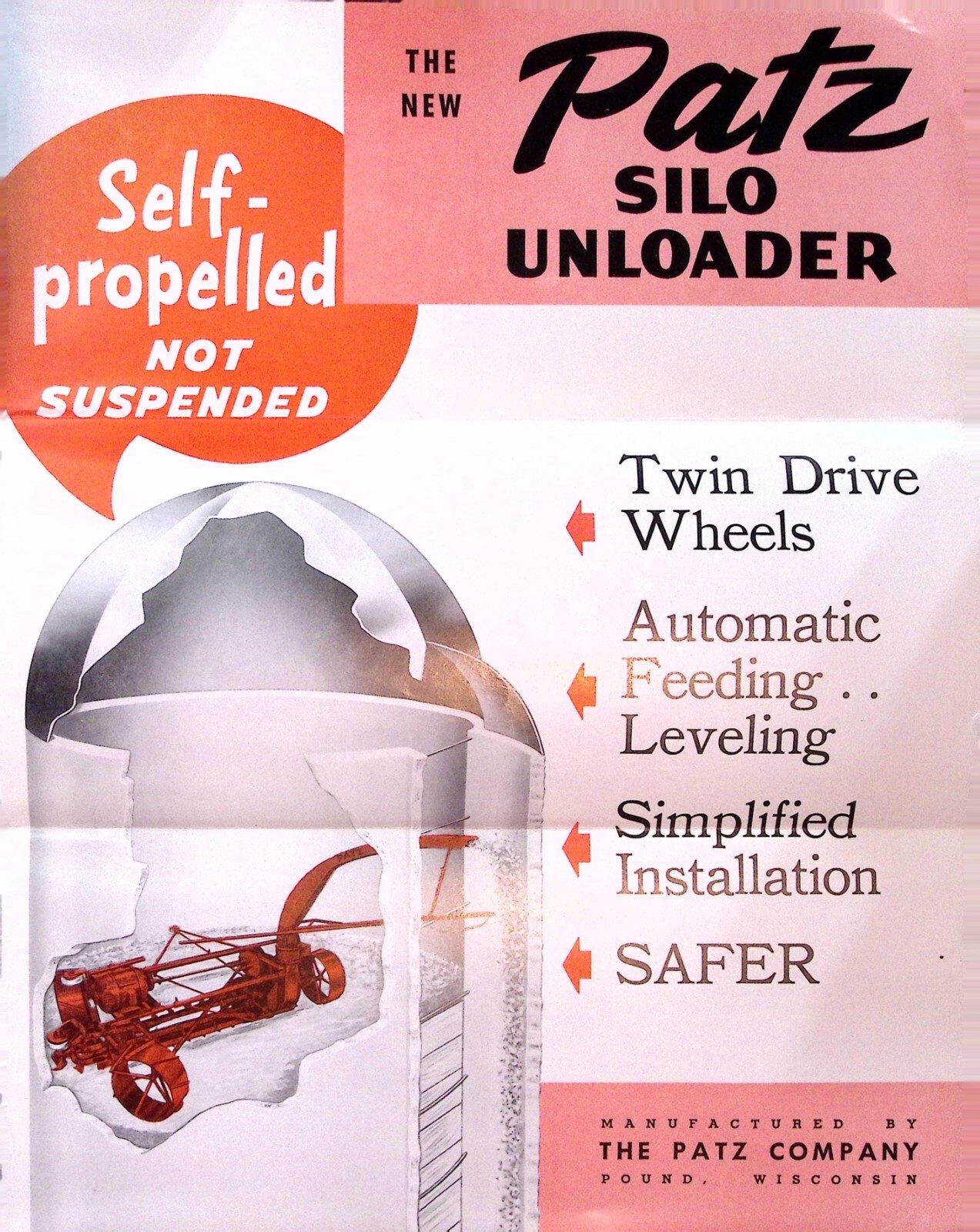 Patz Silo Unloader Advertising Mailing Farming Equipment The Patz Co. Wisconsin