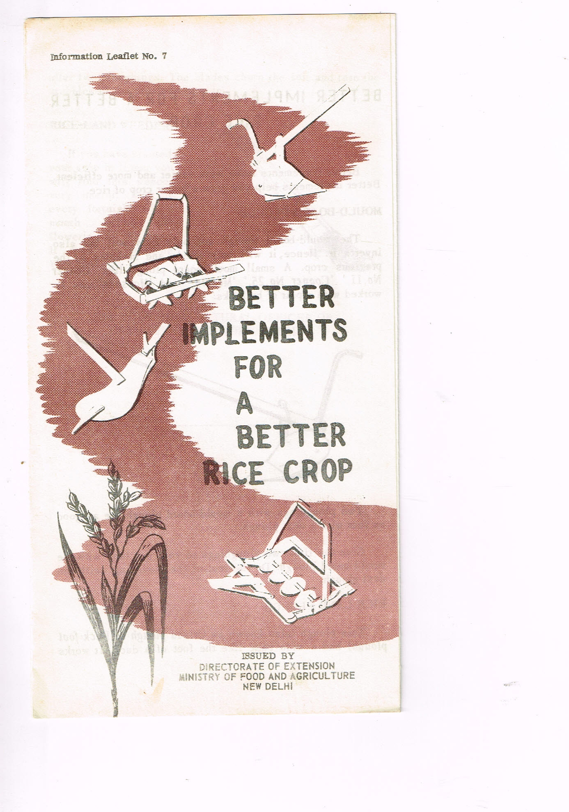Vintage 1960s Farm Brochure New Delhi India Better Implements Rice Crop