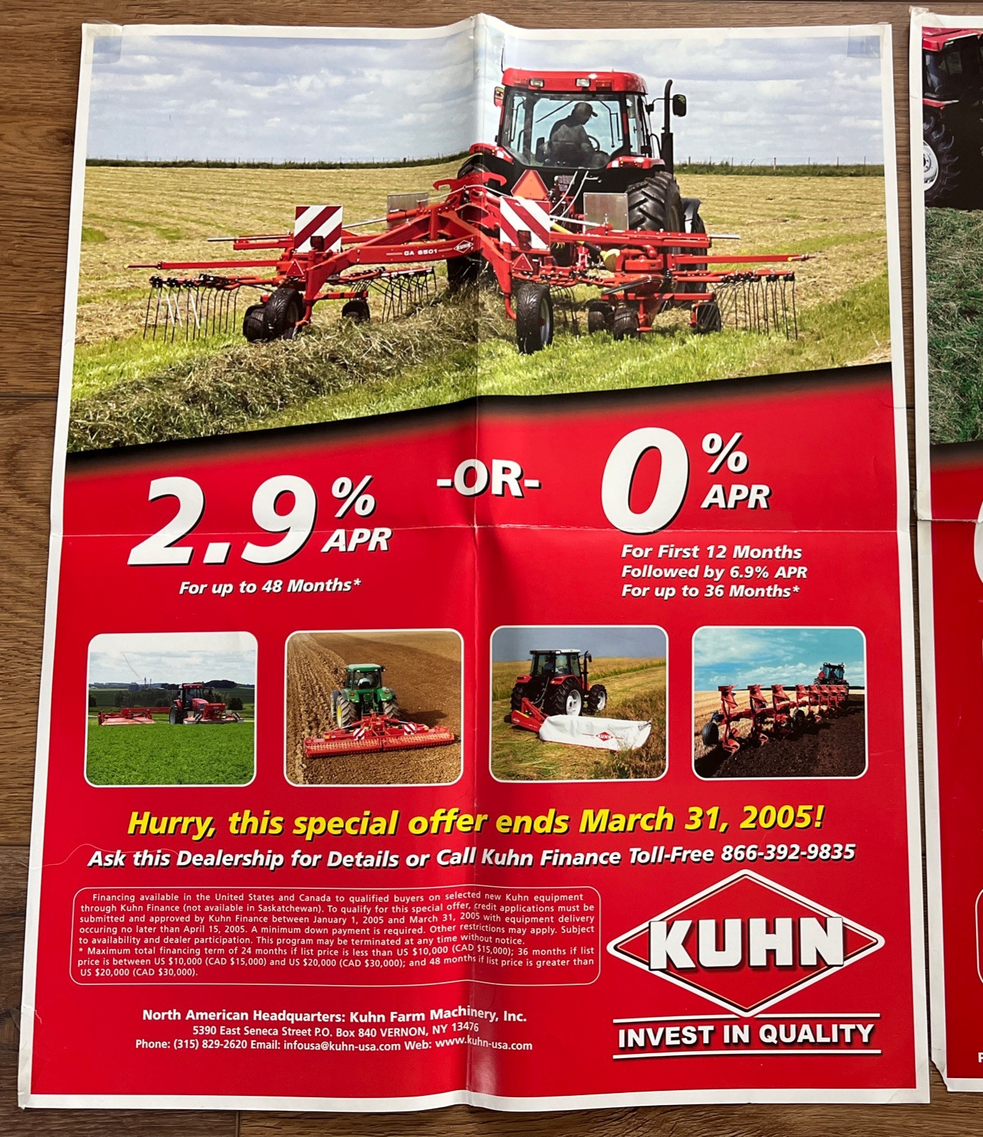 KUHN DEALER ADVERTISING 2004-2005 POSTERS 22” X 17” Lot Of 4 Posters