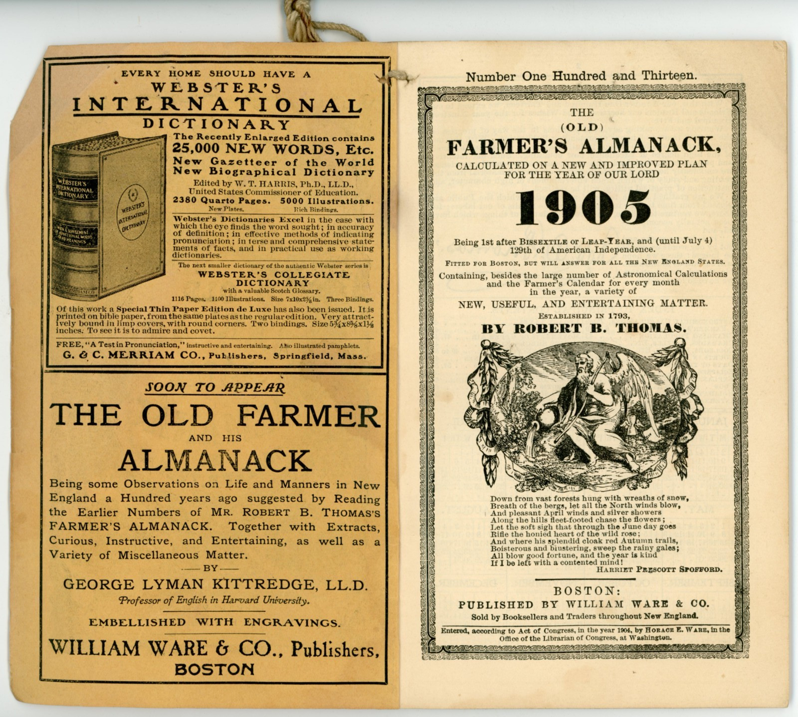 1905 Robert Thomas Farmer&rsquo;s Almanack William Ware 7