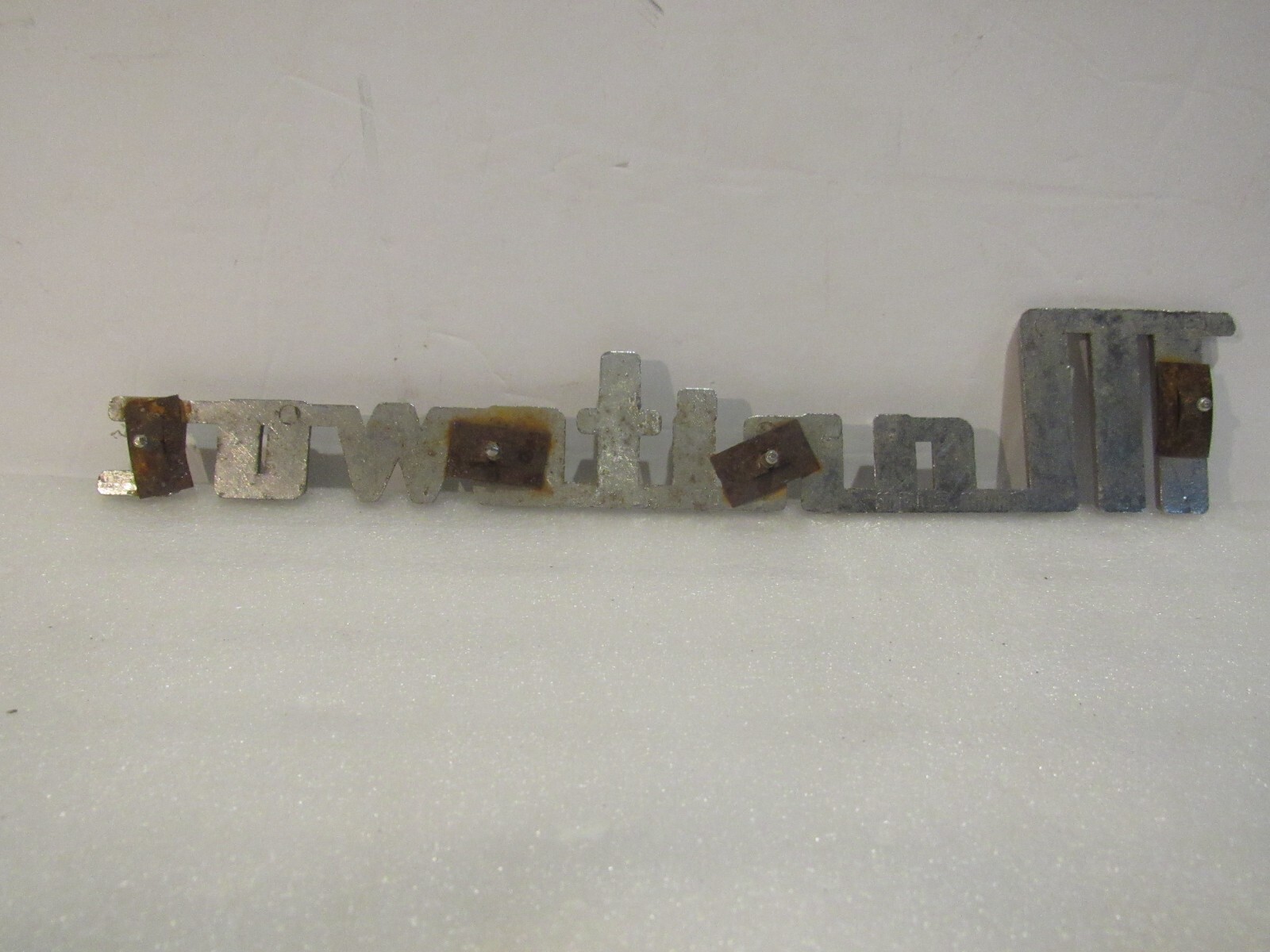 Vintage Manitowoc Chest Freezer Emblem Name Badge Wisconsin Original Metal Deco