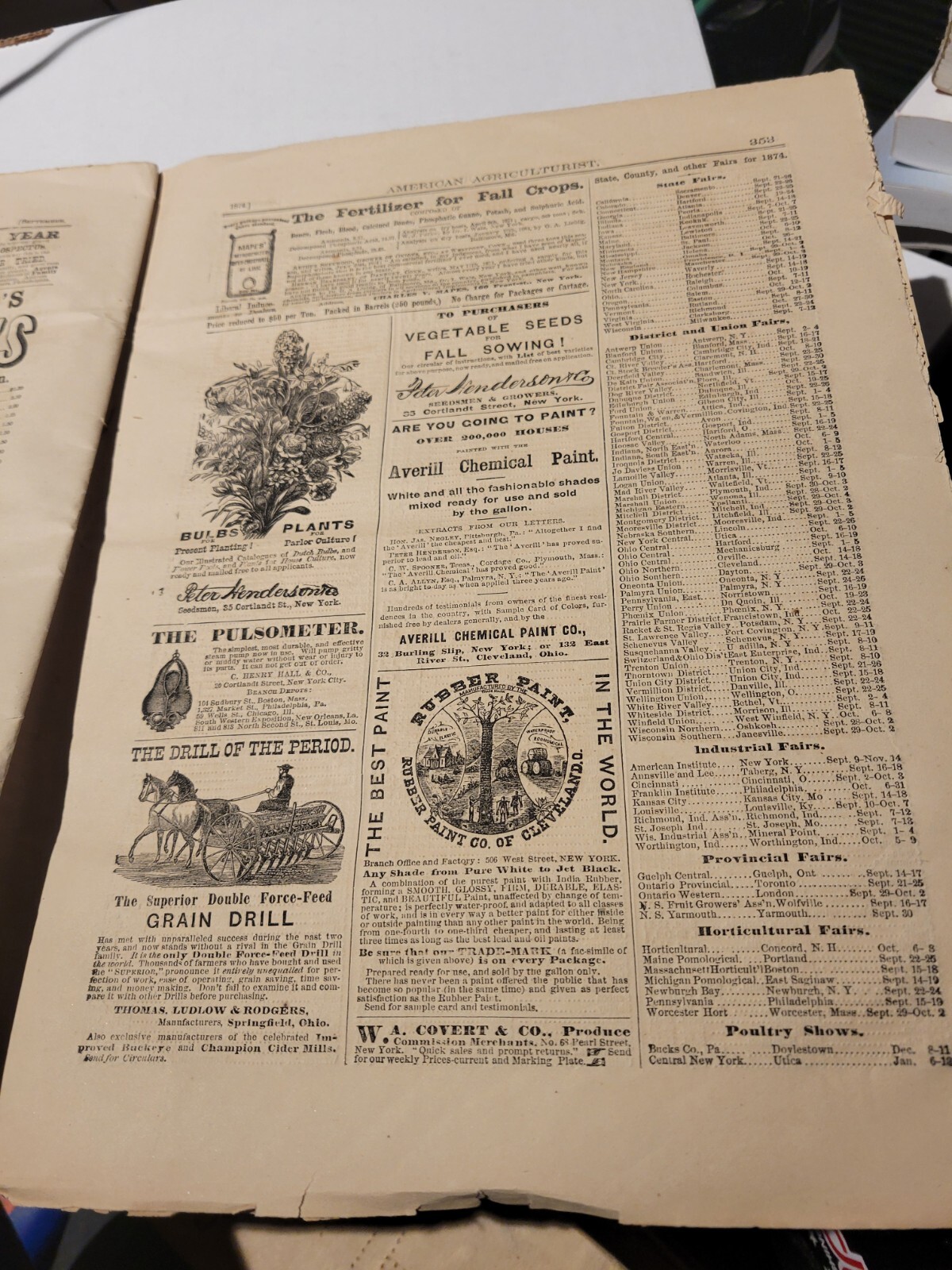 September 1874 American Agriculturist Farm Garden Household Print