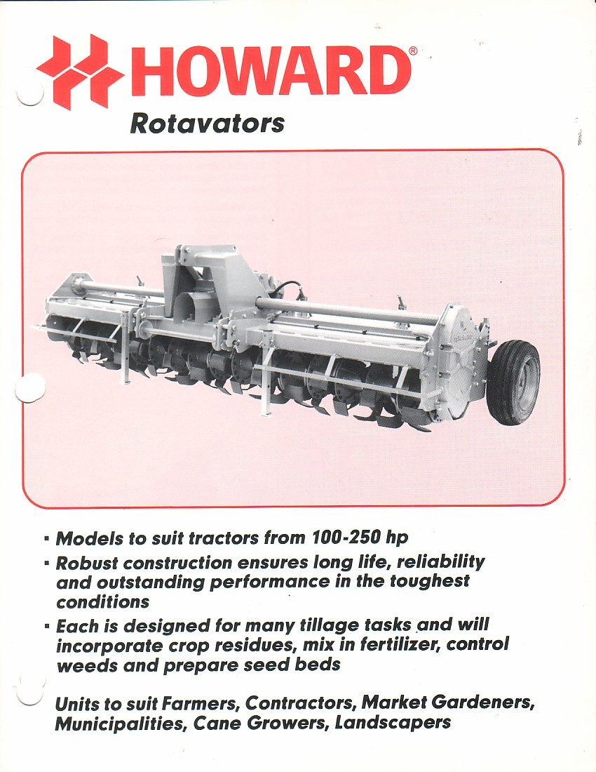 Farm Equipment Brochure – Howard – HR 30 40 50 60 – Rotavators c1992 (F3018)