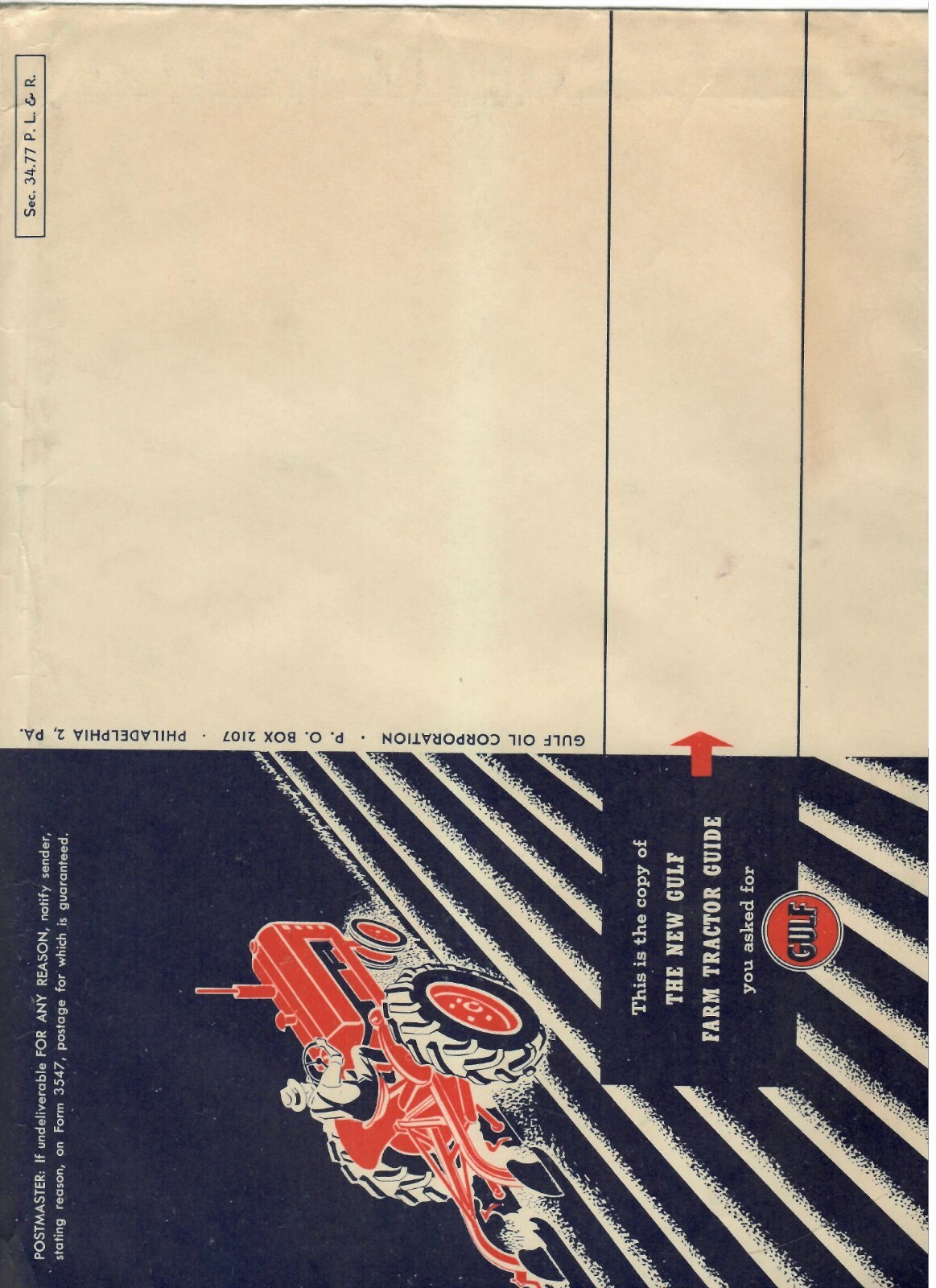 Vintage GULF Farm Tractor Guide 1950 includes original mailing envelope