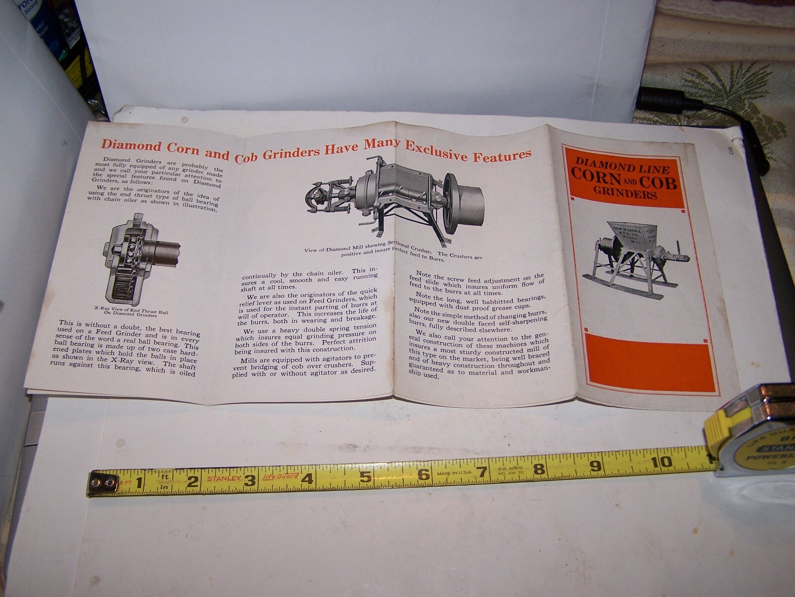 NEW WINONA DIAMOND FEED GRINDER Sales Brochure Pamphlet Hit Miss Engine NICE