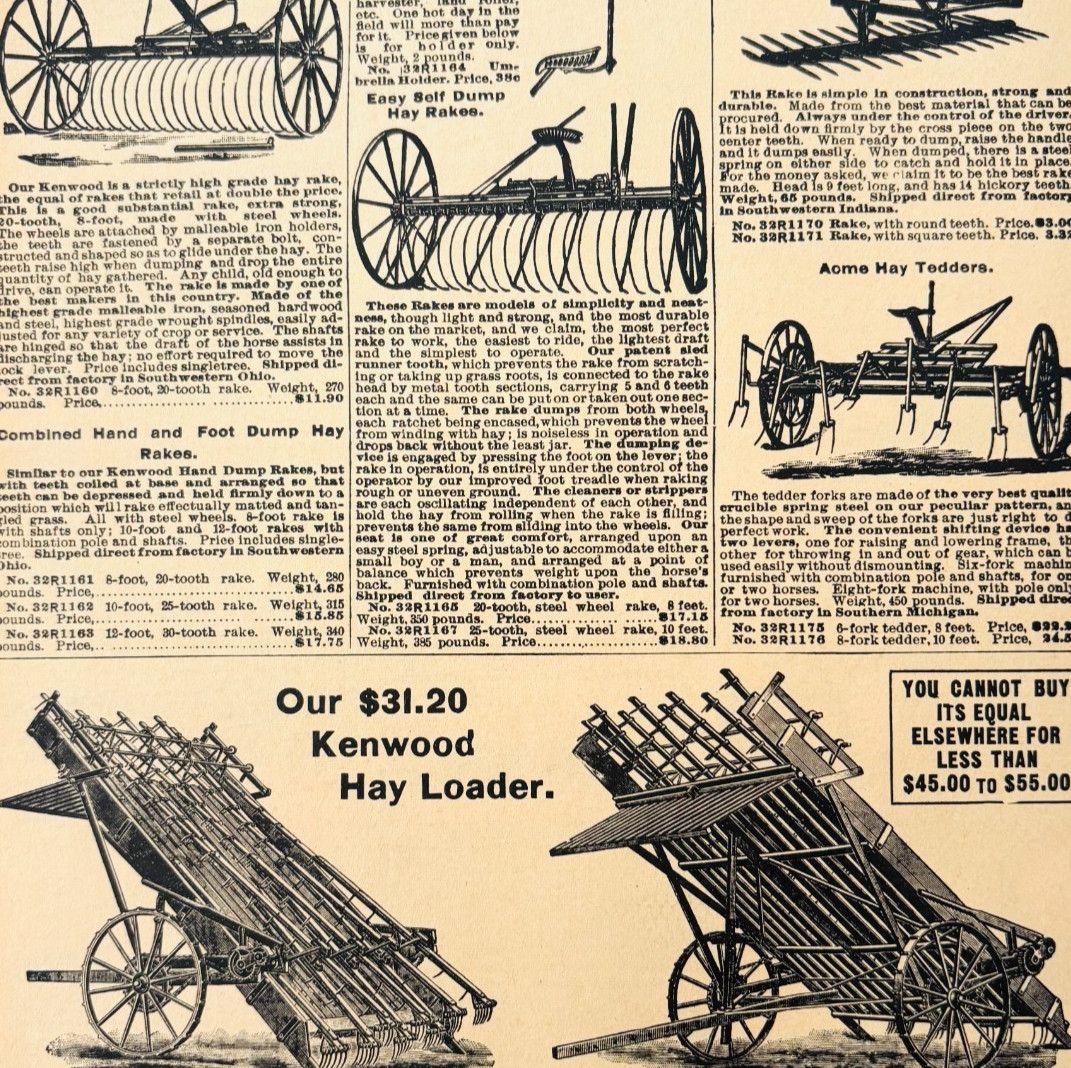 1901 Kenwood Hay Loader Rake Reproduction Advertisement Sears Agriculture DWU17D