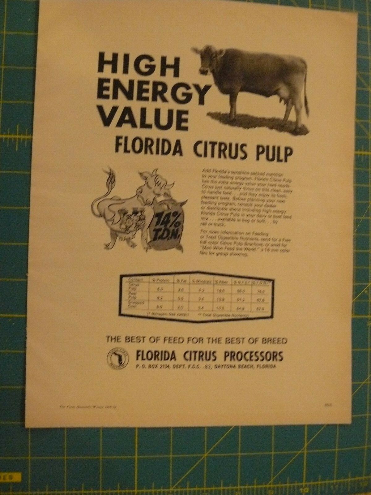 THE FARM QUARTERLY- WINTER 1969-70 -AD- HIGH ENERGY ORANGE PULP