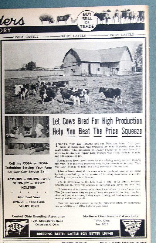 Oriininal 1956 COBA Ad Features Leo & Paul Johanns, Paulding County Ohio