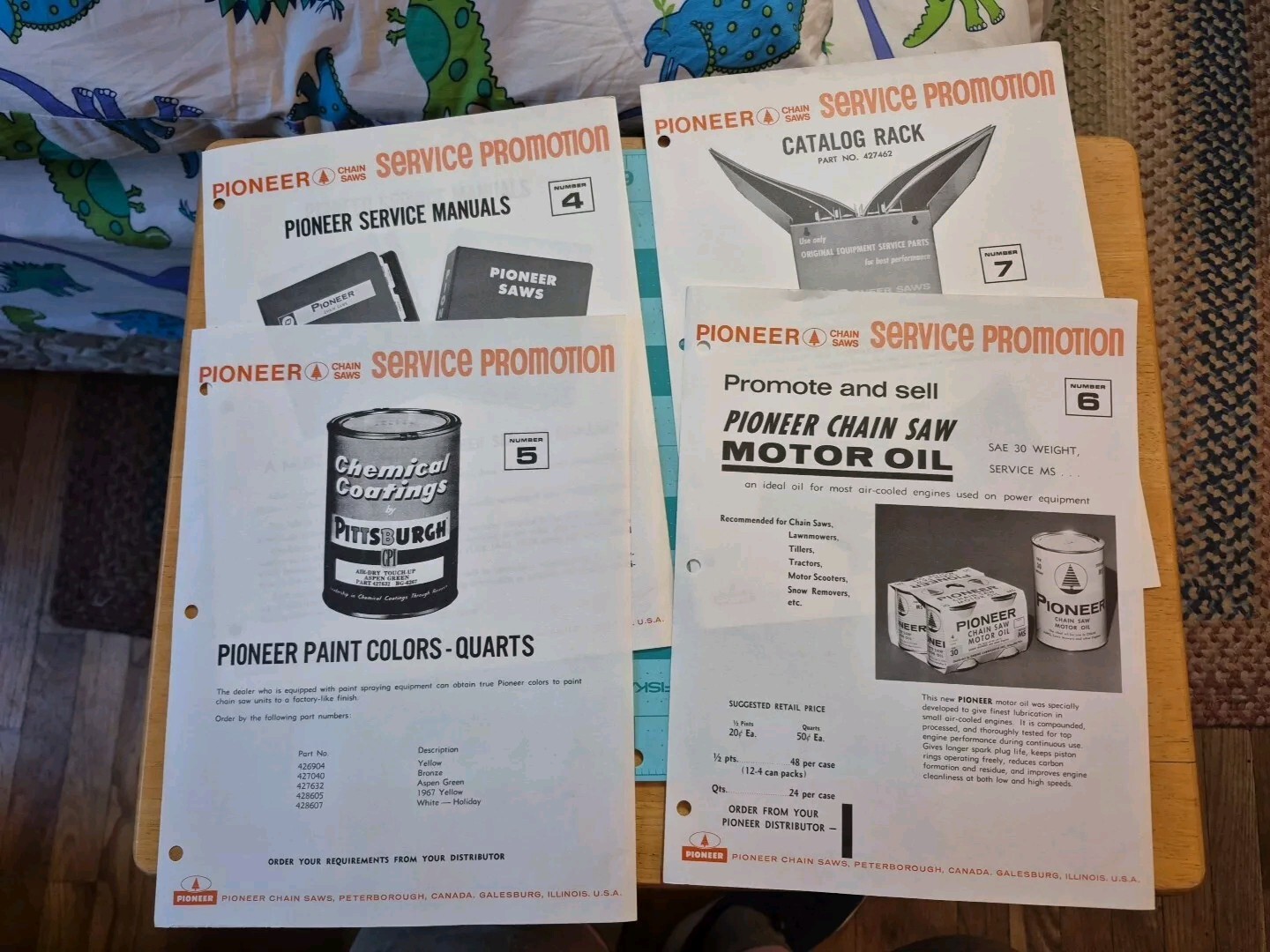4 1960&rsquo;s Pioneer Chainsaw Dealer Service Promotion Brochures Flyers