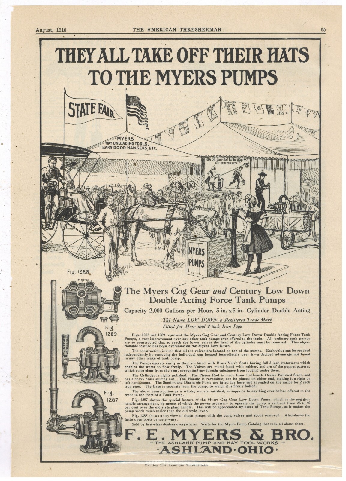 1910 F.E. Myers & Bro. Ad: Ashland Pump & Hay Tool Works – Cog Gear & Century