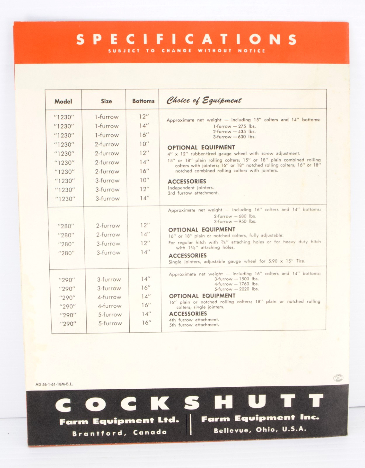 Vintage Cockshutt Tractor Sales Brochures Lot of 3