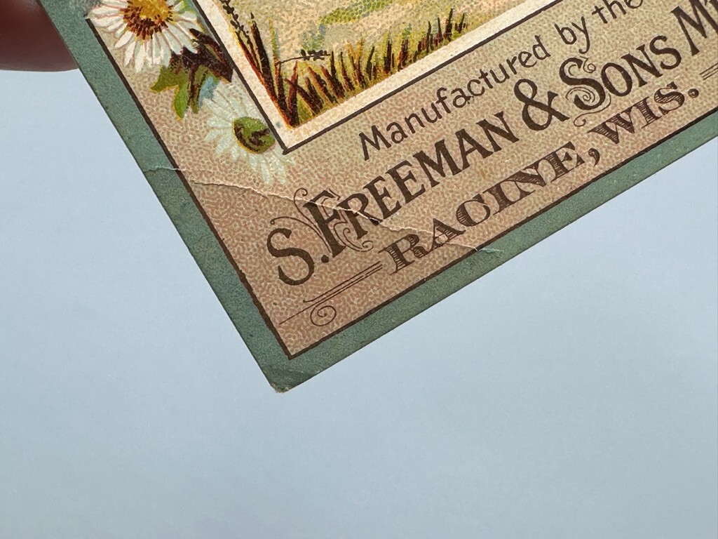 1880s CENTENNIAL FANNING MILL Farm Advertising RACINE Wisconsin TRADE CARD