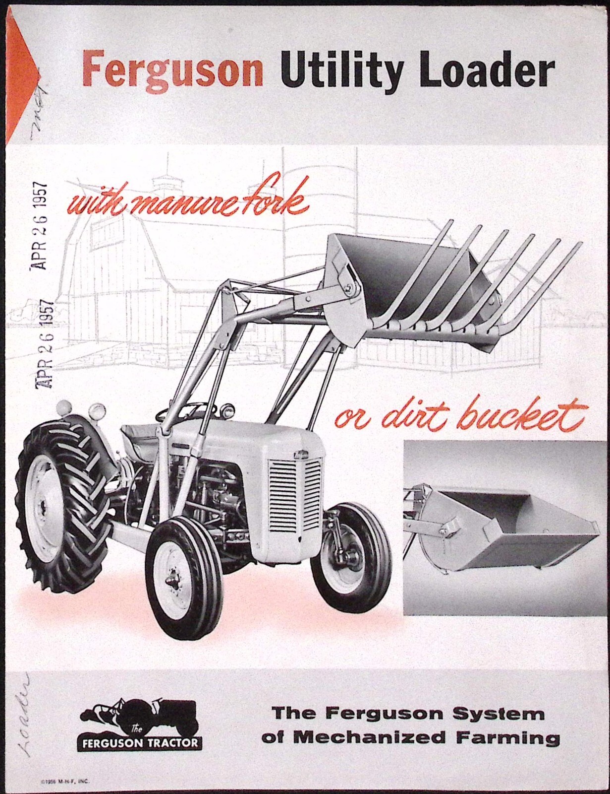 1957 Ferguson Utility Loader Manure Fork Utility Bucket Massey-Harrison-Ferguson