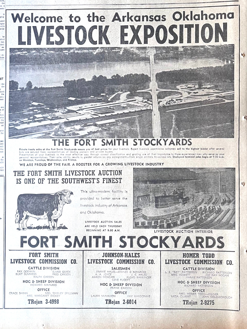1961 newspaper ad for Arkansas Oklahoma LiveStock Expo – Fort Smith Arkansas