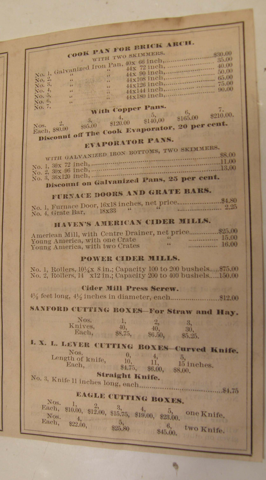 ANTIQUE 1878 AGRICULTURAL MACHINERY PRICE LIST JAMES HAVEN & CO CINCINNATI OH