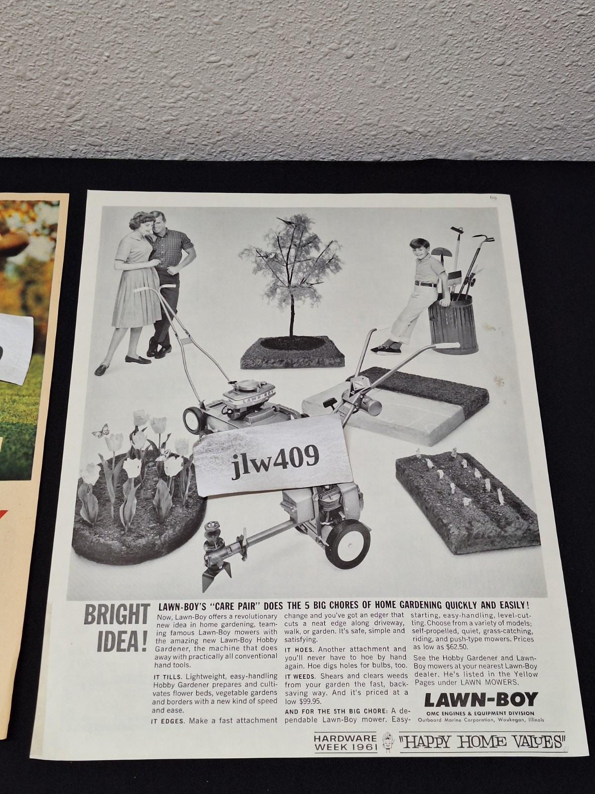 4 Vintage 1955 1959 1961 LAWN-BOY LAWN MOWER Original Print Ads Magazine