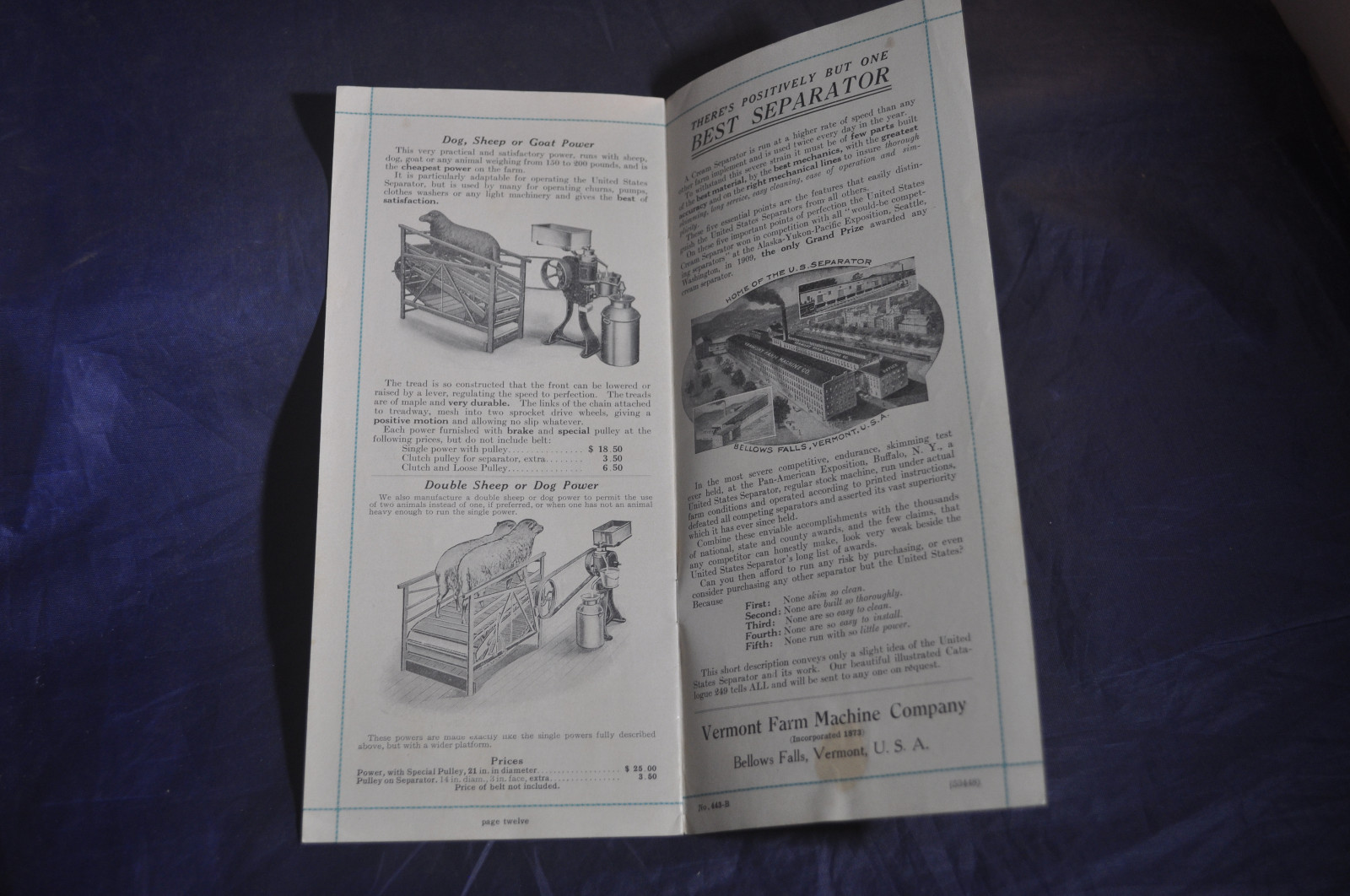 Ca 1910 Necessities Modern Dairy – Vermont Farm Machine Catalog *TWO DOG POWER*