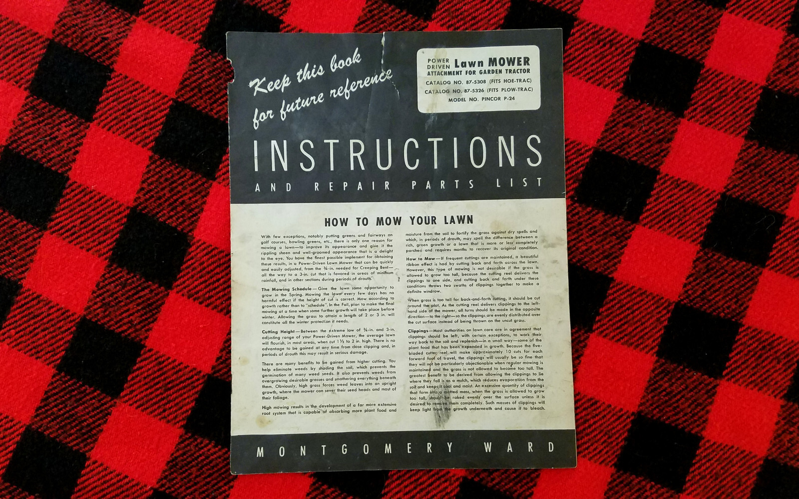 1950s Wards Plow Hoe Trac Garden Tractor Lawn Mower Manual Brochure