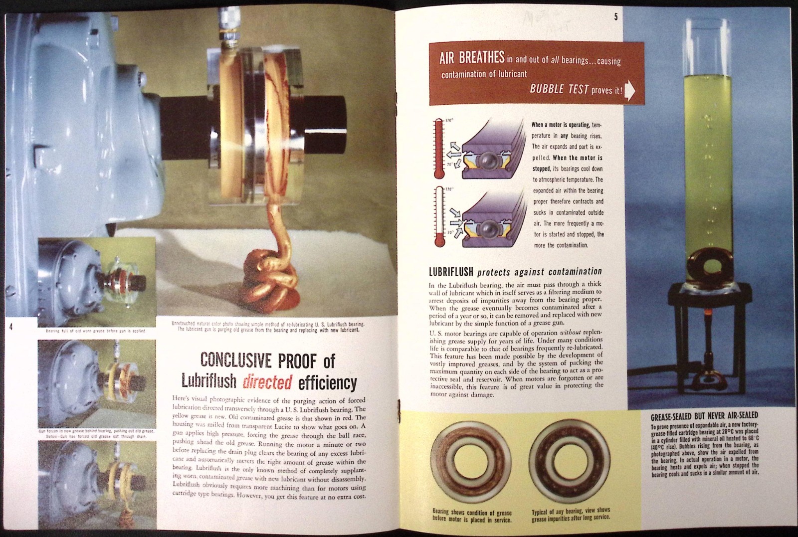 1953 US Motors Lubriflush Transverse Lubrication Brochure US Electrical Motors