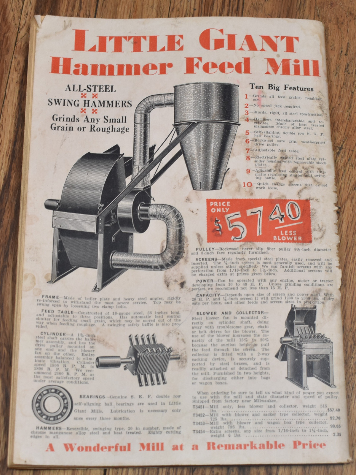 Vintage 1935 Thresher Power Farming Supplies Saw Mill Accessories Catalog T-35