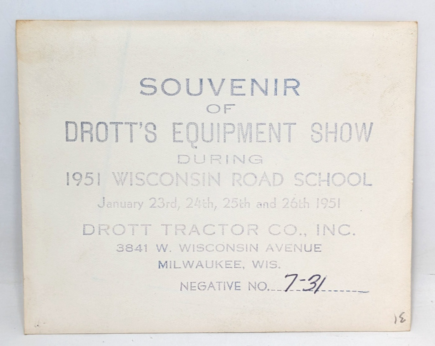 VTG 1951 Drott Tractor Co Equipment Show Wisconsin Road School Souvenir Photo