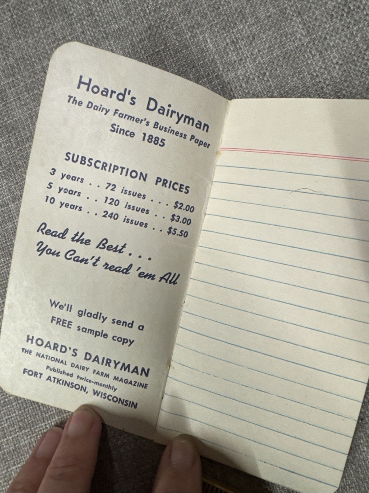 Vintage Agriculture Hoards Dairyman Memo Book Ft Atkinson Wisconsin 63 64 65 (f)