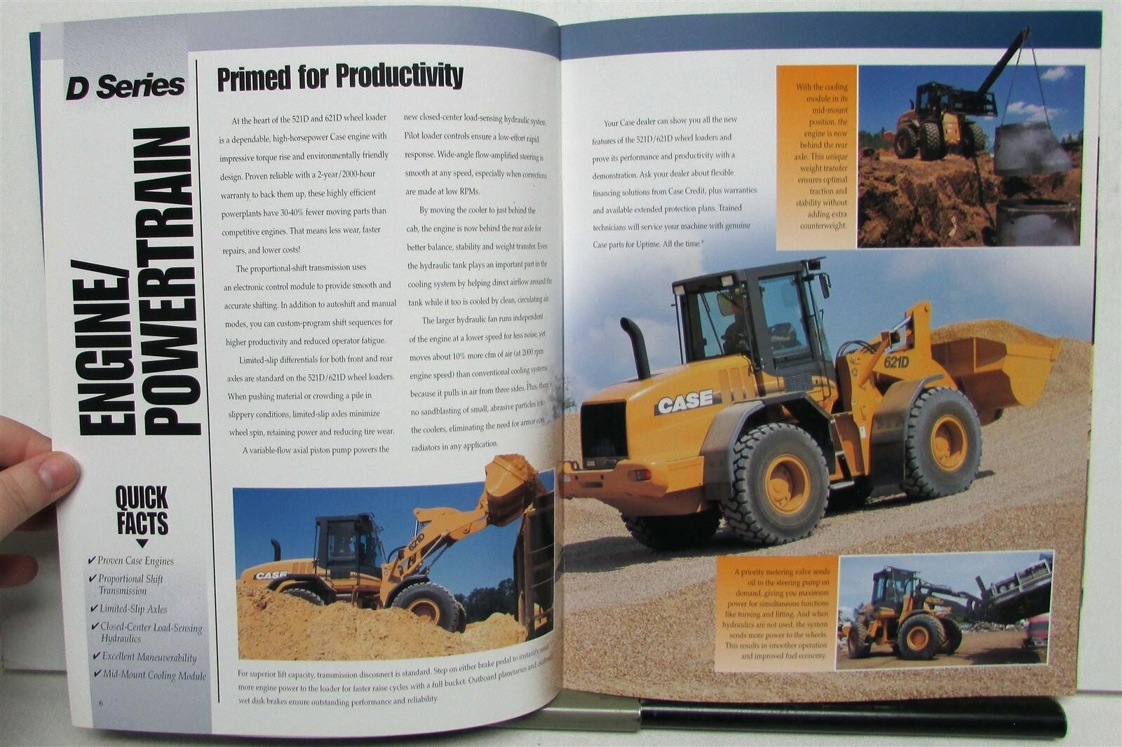 2001 Case 521D 621D Wheel Loaders Construction Diagrams Sales Brochure