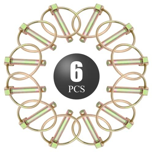 6 Heavy Duty Lynch Pins 3/8 Inch Round Linch Pin Lock Clip for Farm Tractors