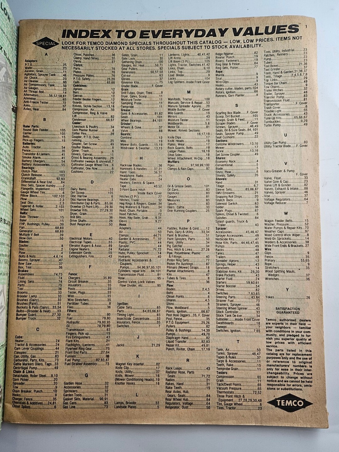 1981 Temco Tractor Parts Catalog Brusnahans