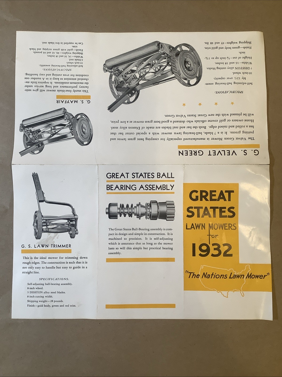 Vintage 1932 Great States Lawnmowers Brochure Great States Corp IN INV-P0959￼