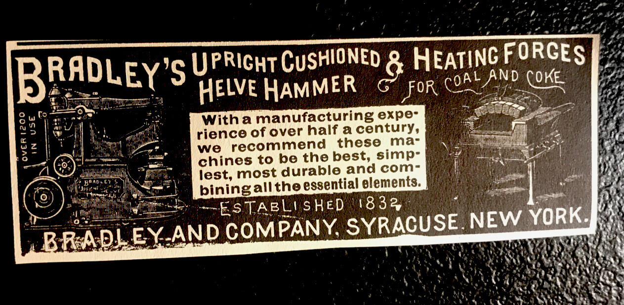 1889 Bradley’s Blacksmith Forges Engraving Advertising – Syracuse – New York