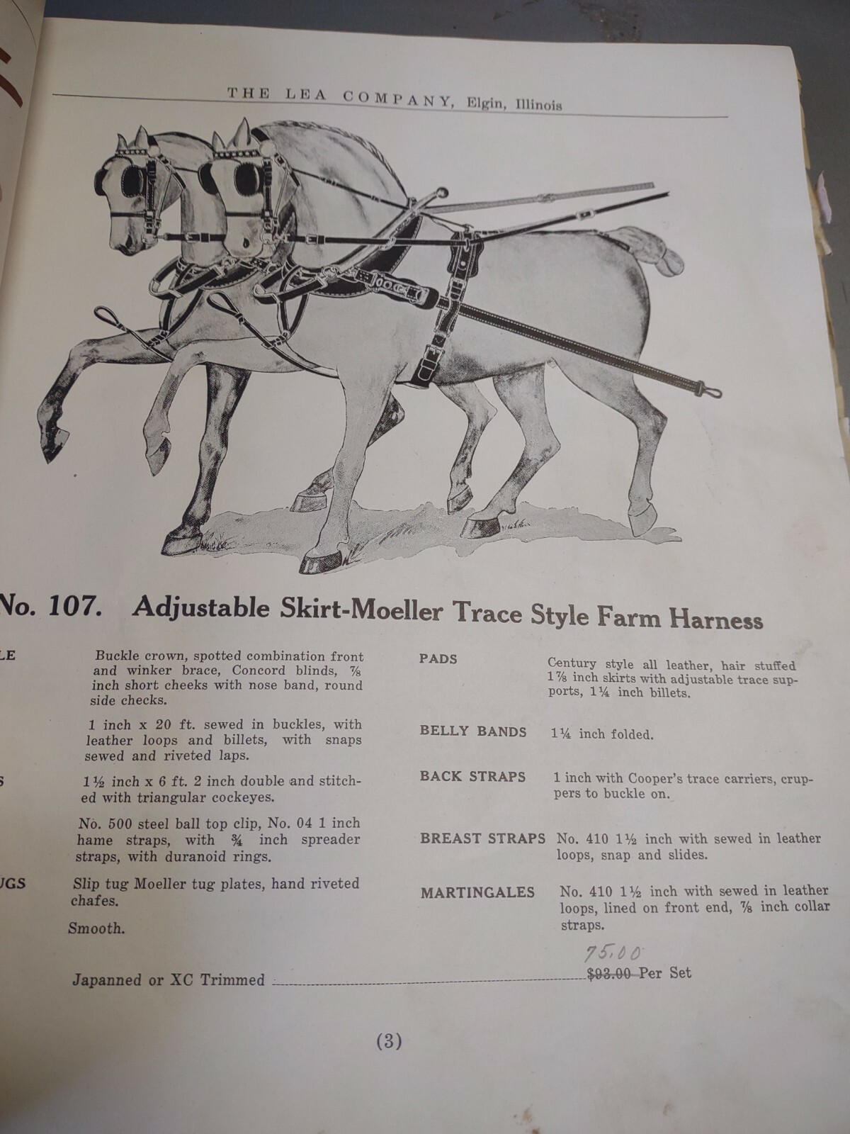 The lea Company Manufacturers Harness and Horse Collars Elgin Ill. 1928 catalog