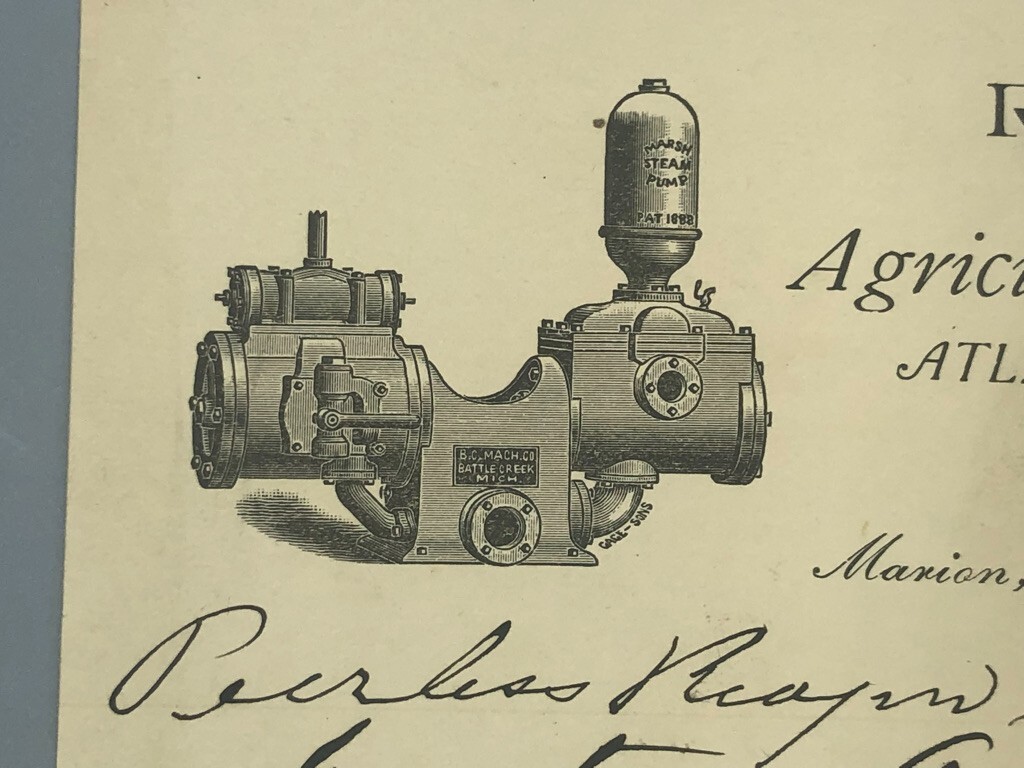 1894 RL BONE Agricultural ATLAS ENGINES Farm Letterhead Antique Advertising