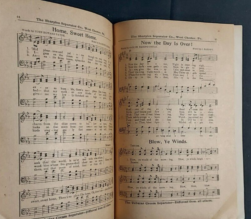 Old Advertising Premium Old Time Song Book Sharples Separator Co West Chester PA