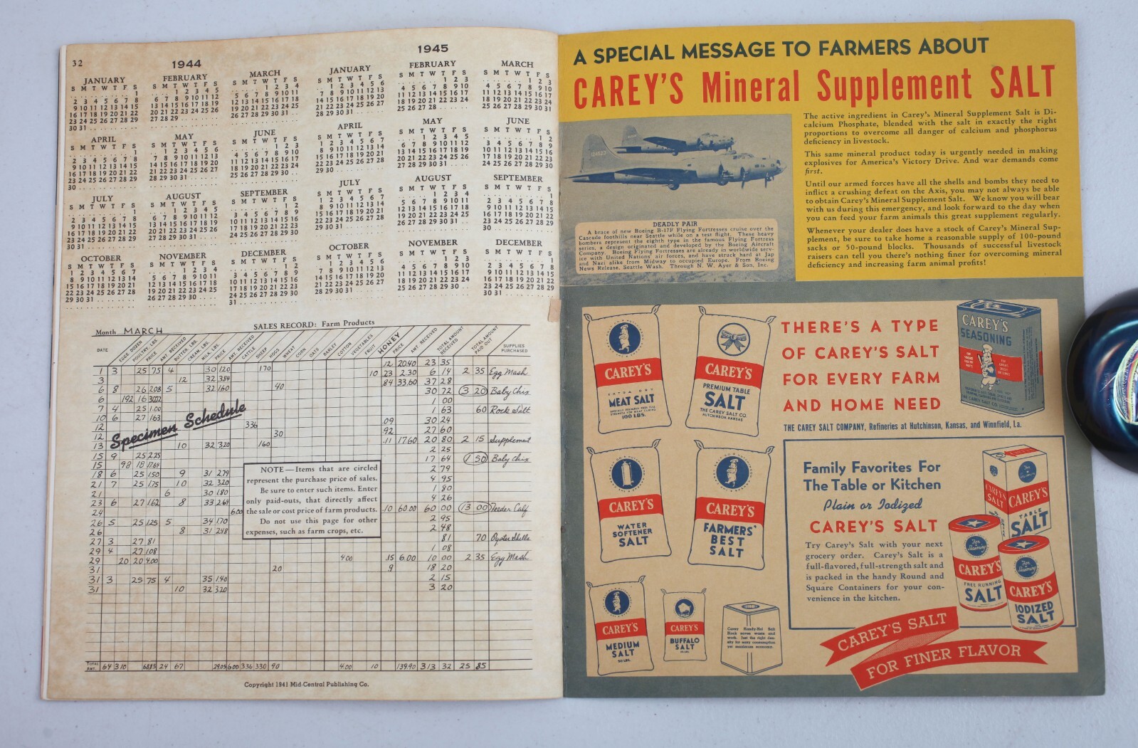 Vintage 1940s Carey&rsquo;s Meat Salt Farm Record Book Porter Grocery Shamrock Texas
