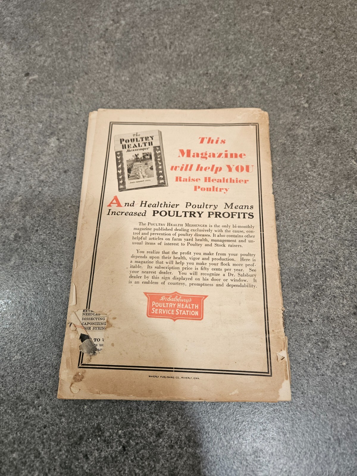 Vintage 1932 Dr. Salsburys Poultry Health Manual Chicken Charles City Iowa
