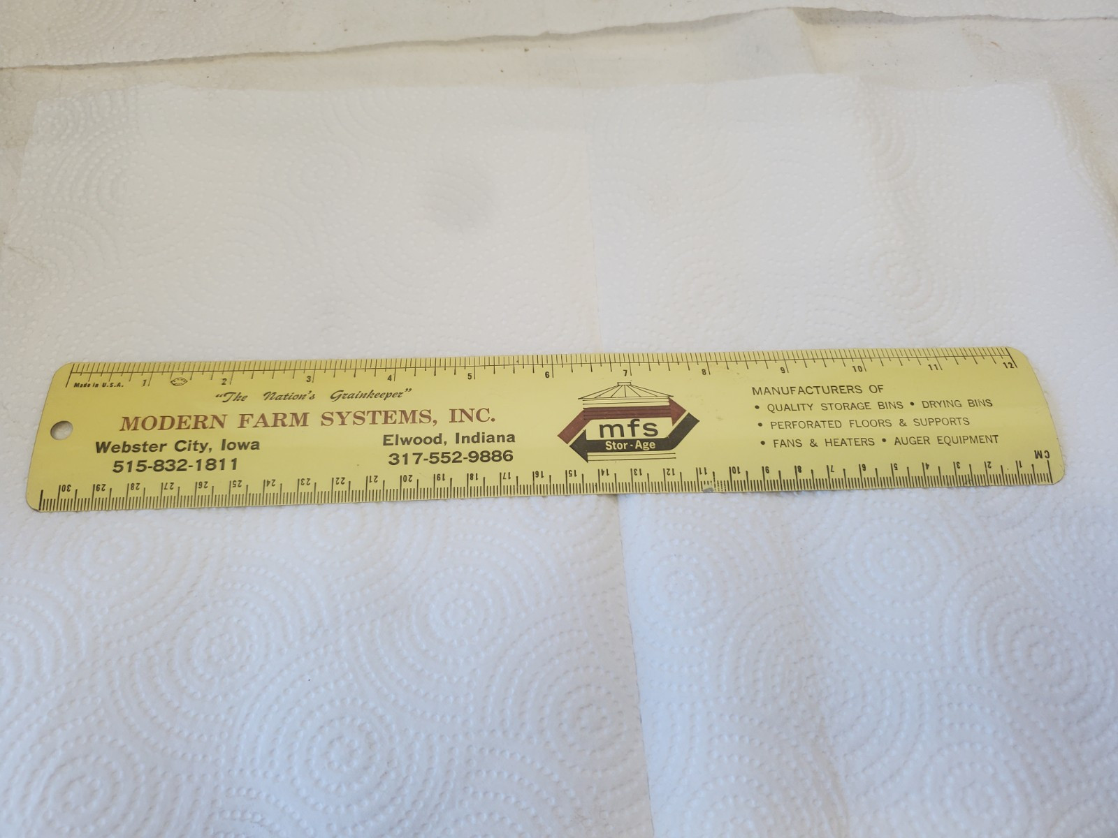 12&Prime; Metal Ruler Modern Farm Systems Webster City Iowa Elwood Indiana Grain Bins