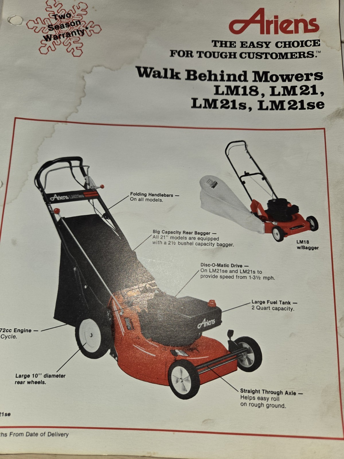 8 VINTAGE ARIENS DEALERSHIP ADVERTISING BROCHURES TILLERS TRACTORS RIDERS PUSH