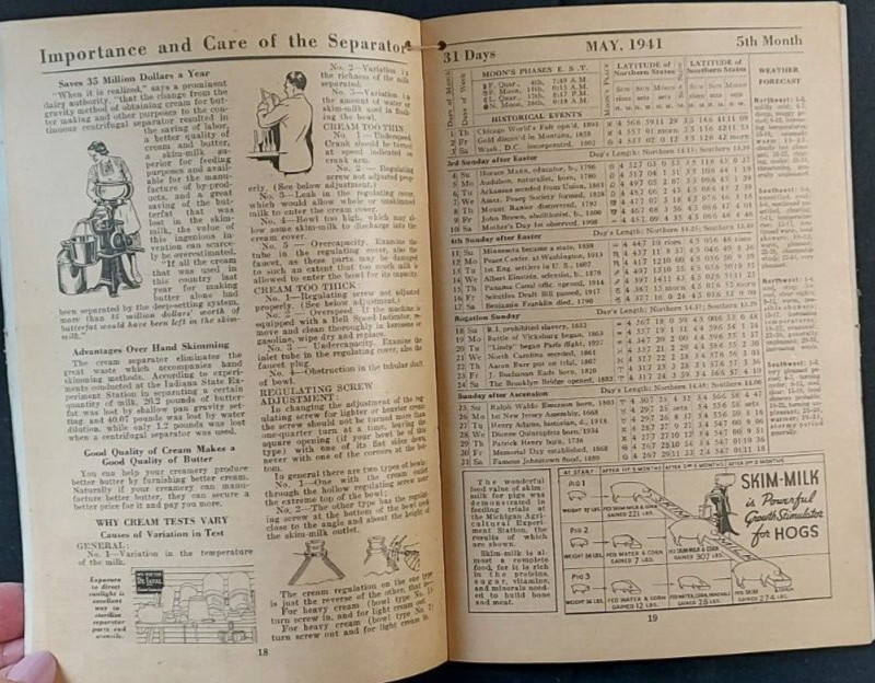 1941 De Laval Handy Reference Yearbook Farm Dairy Cream Separator Schlosser Indy