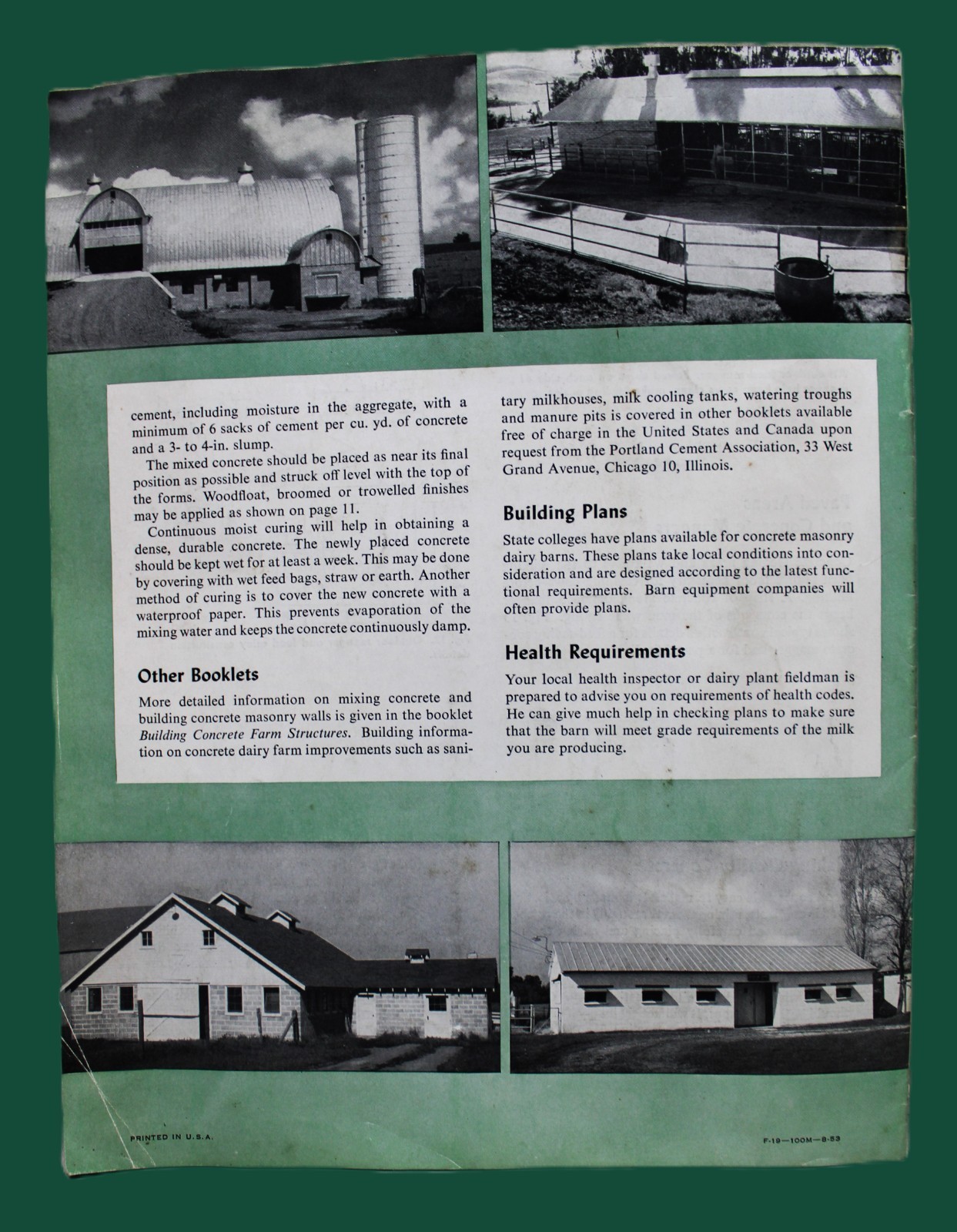 PORTLAND CEMENT CONCRETE DAIRY FARMING BARNS ADVERTISING BROCHURE 1953 VINTAGE
