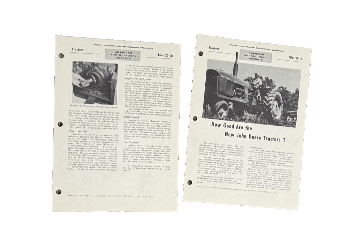 Farm And Ranch Machinery Reports Americal Agricultural Reports 1960 lot