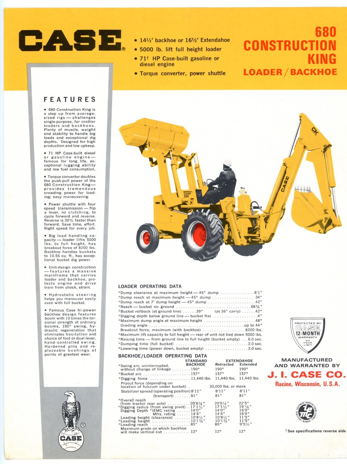 Case 680 Construction King Loader/Backhoe 1966 sales brochure