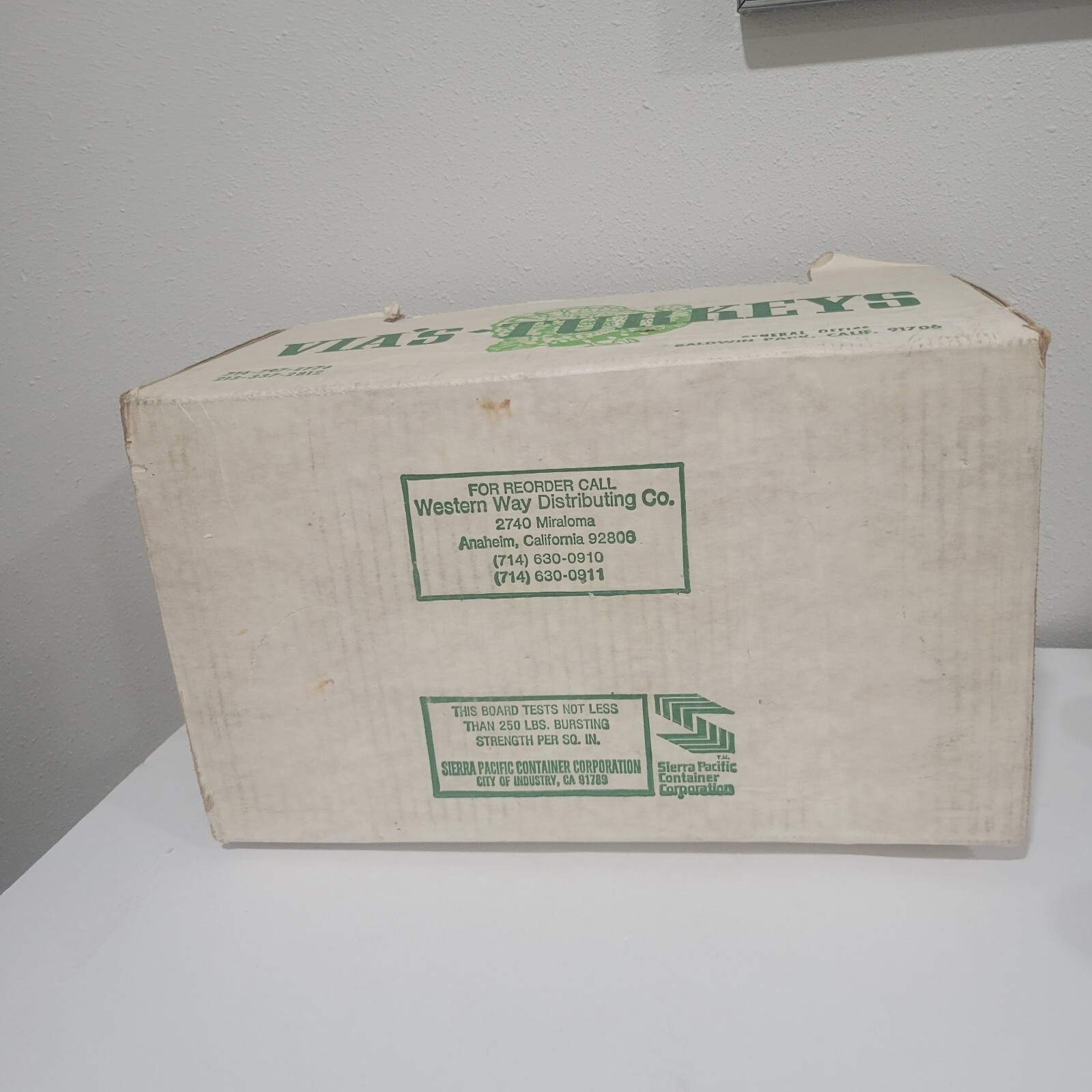 Vintage Cardbord Box Via&rsquo;s Turkeys Yucaipa Baldwin Park