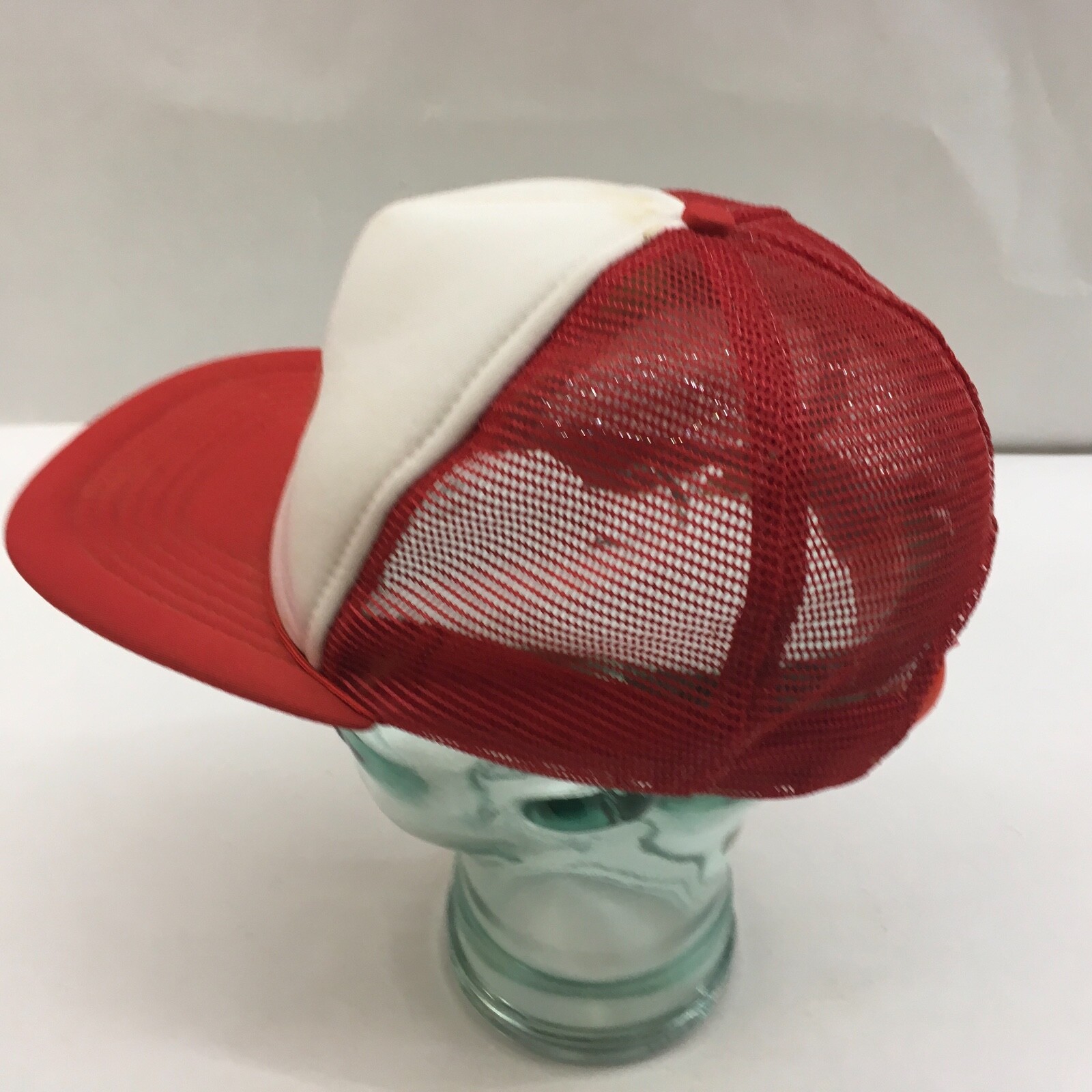 Vintage Farmer Mesh Snapback Hat Red White Trucker Cap Southern USA