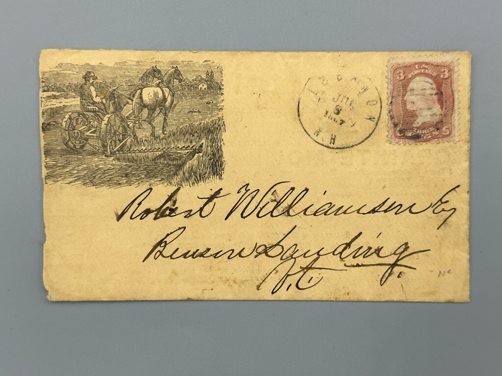1867 GRANITE AGRICULTURAL WORK Advertise FARM Illustrate Postal Cover LEBANON NH