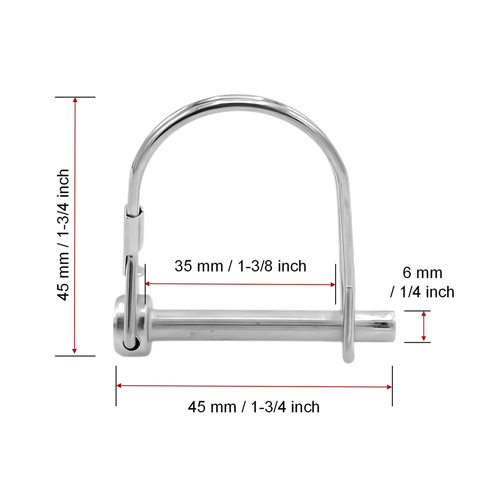 12-Pack Safety Coupler Hitch Pins with Round Loop 1/4 x 1-3/4 Inch | heavy duty