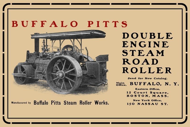 1903 Buffalo Pitts Steam Roller Works, NY NEW Sign: 24×36&Prime; XL Size USA Steel